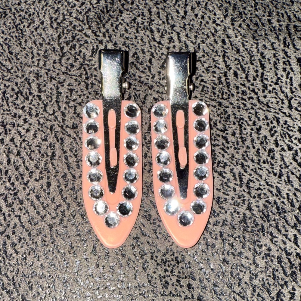 Pink Rhinestoned Creaseless Hair Clips💎